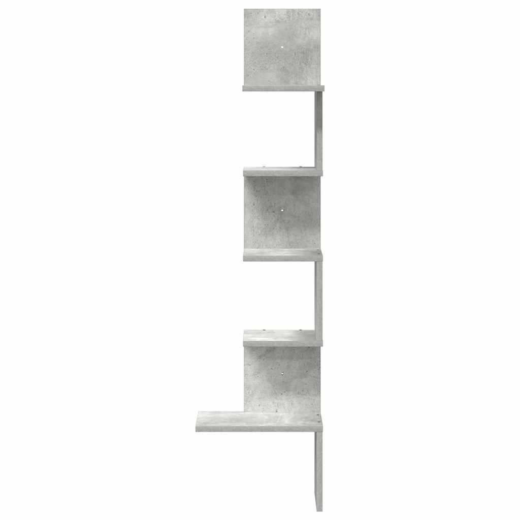 Zidne kutne police siva boja betona 32x32x127,5 cm od iverice