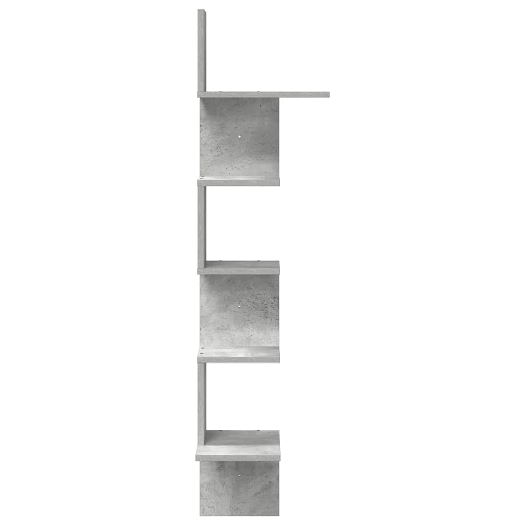 Zidne kutne police siva boja betona 32x32x127,5 cm od iverice