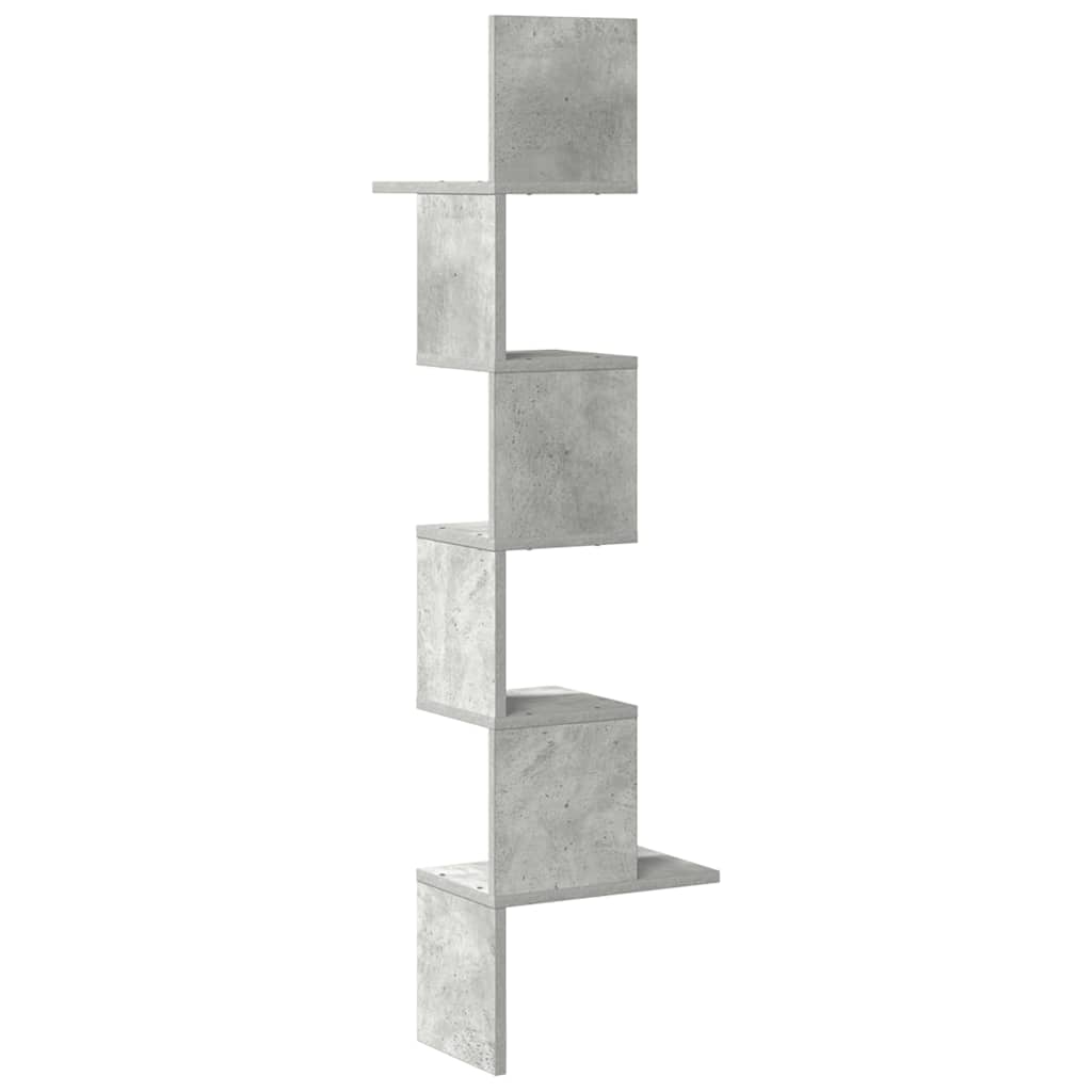 Zidne kutne police siva boja betona 32x32x127,5 cm od iverice