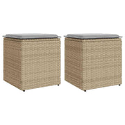 Vrtni tabure s jastucima 2 kom bež 40x40x43 cm poliratan