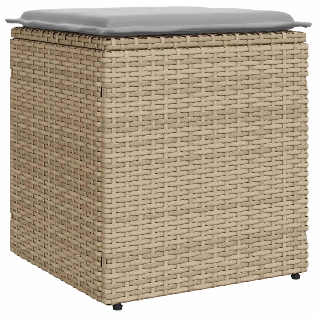 Vrtni tabure s jastucima 2 kom bež 40x40x43 cm poliratan