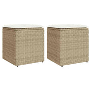 Vrtni tabure s jastucima 2 kom bež 40x40x43 cm poliratan