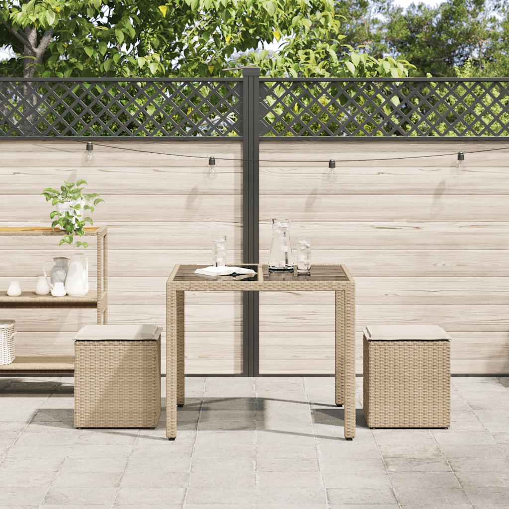 Vrtni tabure s jastucima 2 kom bež 40x40x43 cm poliratan