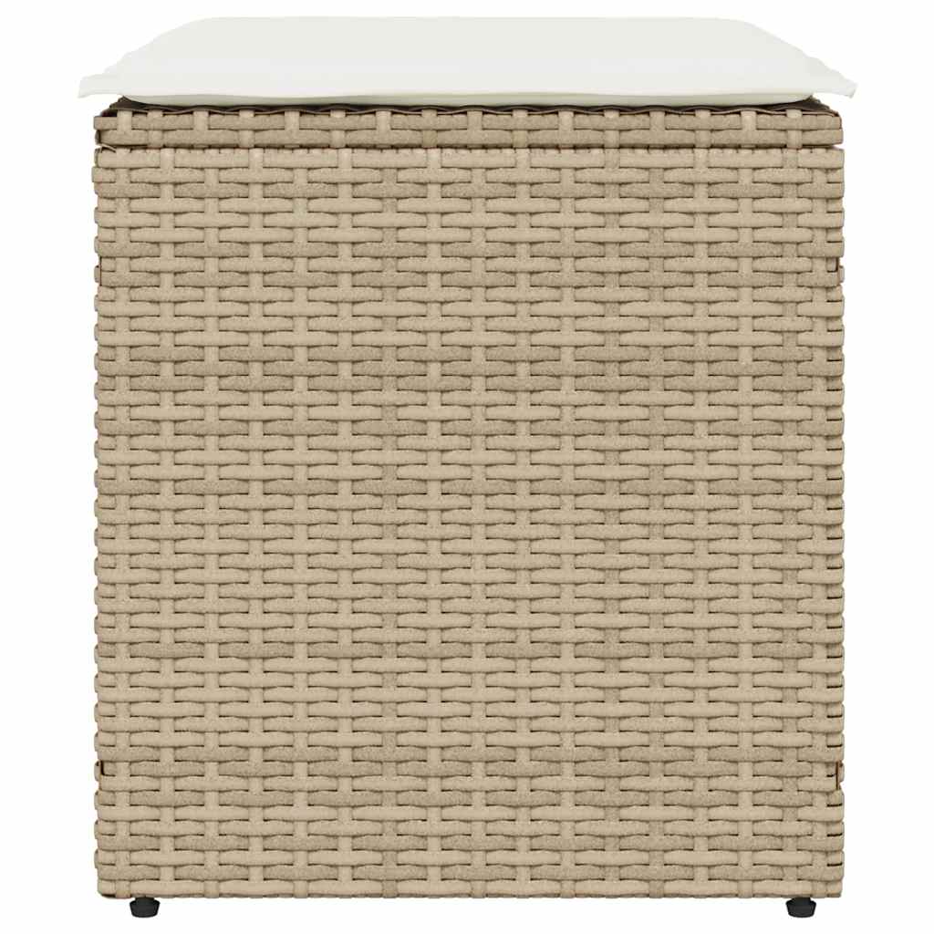 Vrtni tabure s jastucima 2 kom bež 40x40x43 cm poliratan