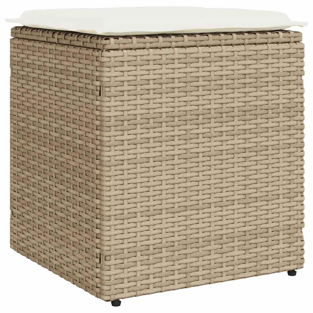 Vrtni tabure s jastucima 2 kom bež 40x40x43 cm poliratan