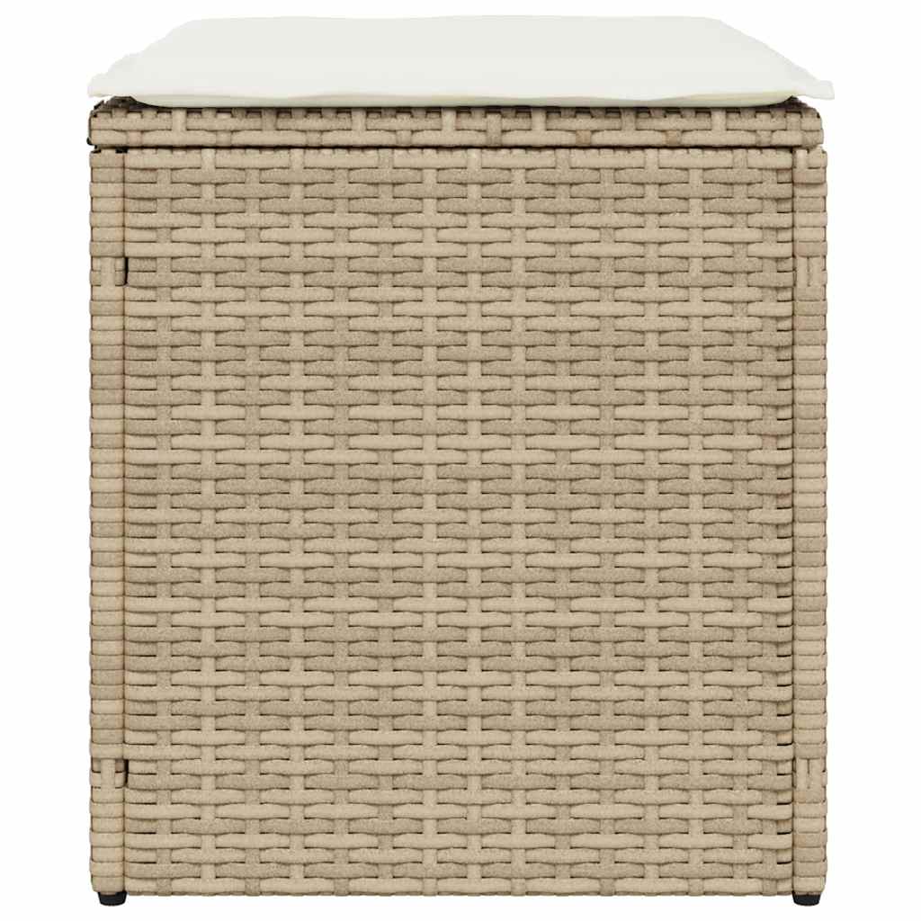 Vrtni tabure s jastucima 2 kom bež 40x40x43 cm poliratan
