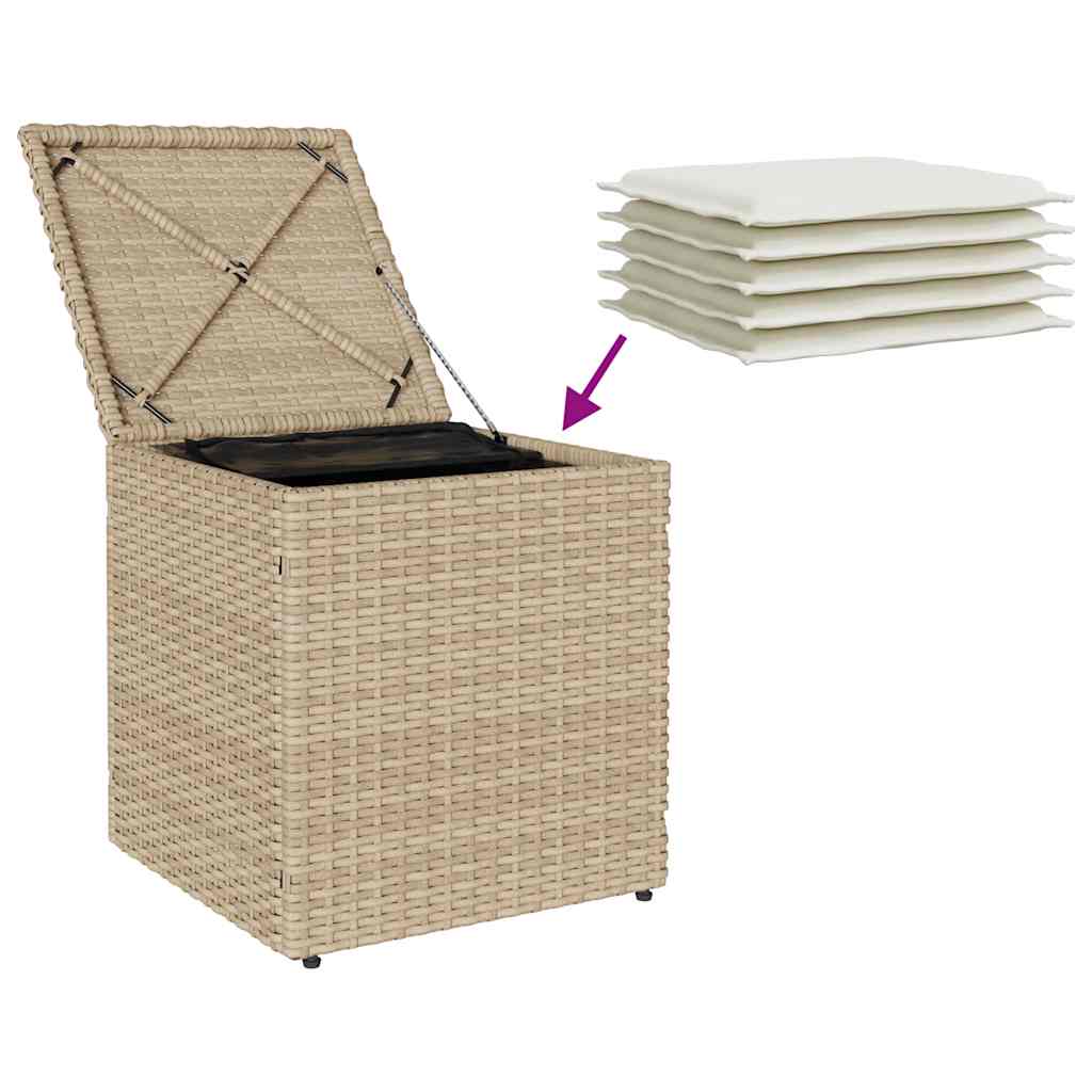 Vrtni tabure s jastucima 2 kom bež 40x40x43 cm poliratan