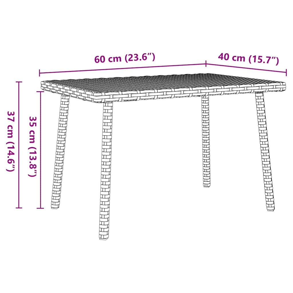 Vrtni stolić za kavu pravokutni bež 60x40x37 cm poliratan