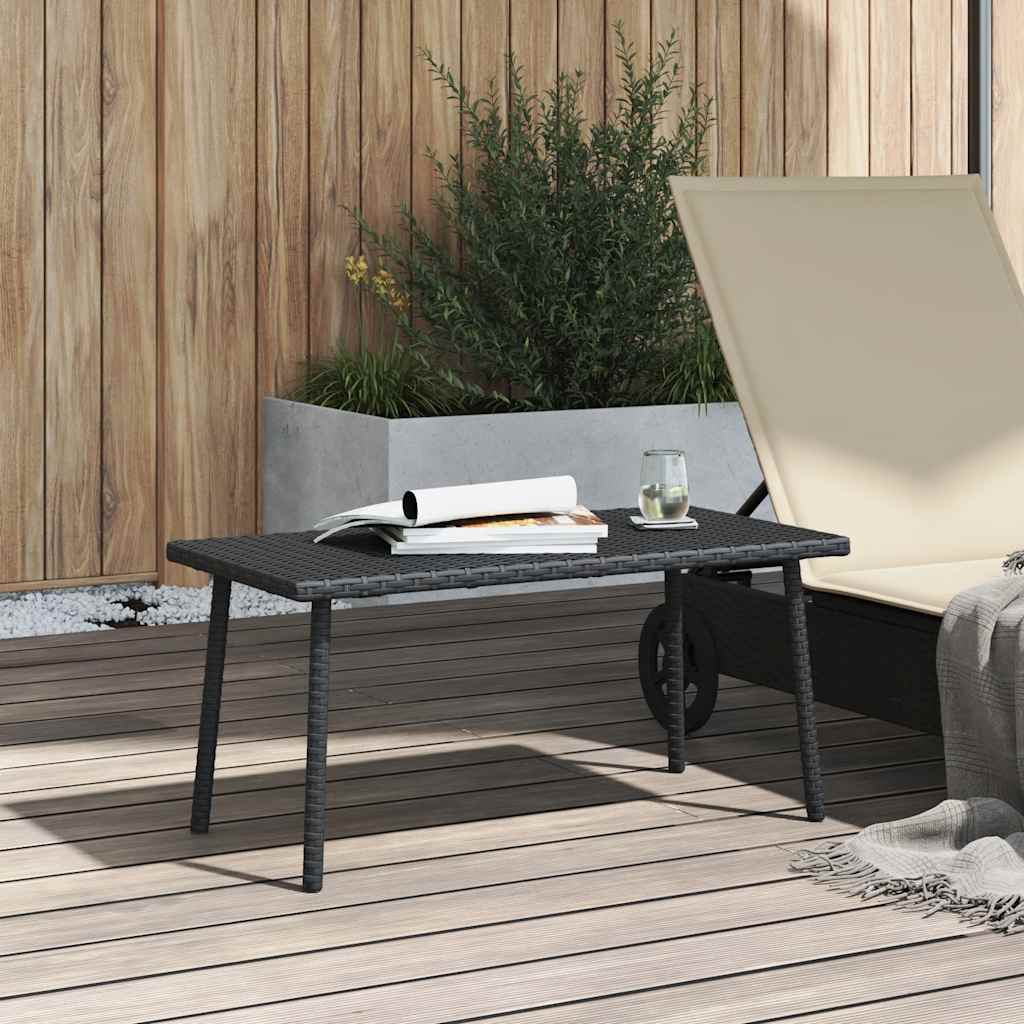 Vrtni stolić za kavu pravokutni crni 80x40x37 cm poliratan