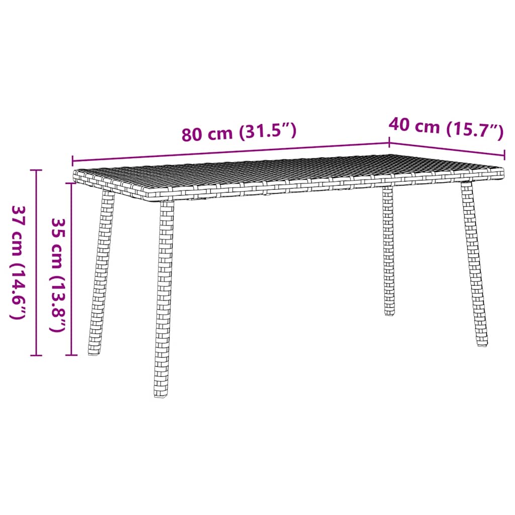 Vrtni stolić za kavu pravokutni bež 80x40x37 cm poliratan
