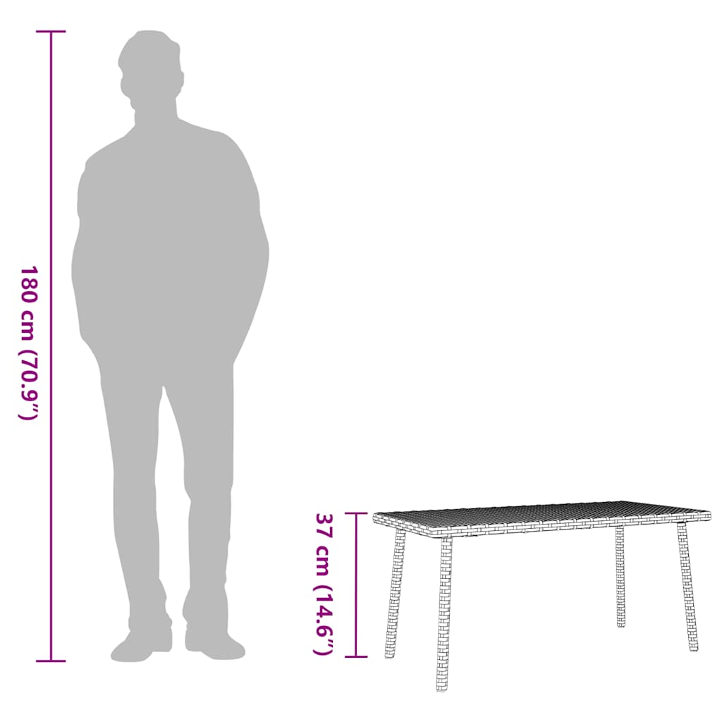 Vrtni stolić za kavu pravokutni bež 80x40x37 cm poliratan