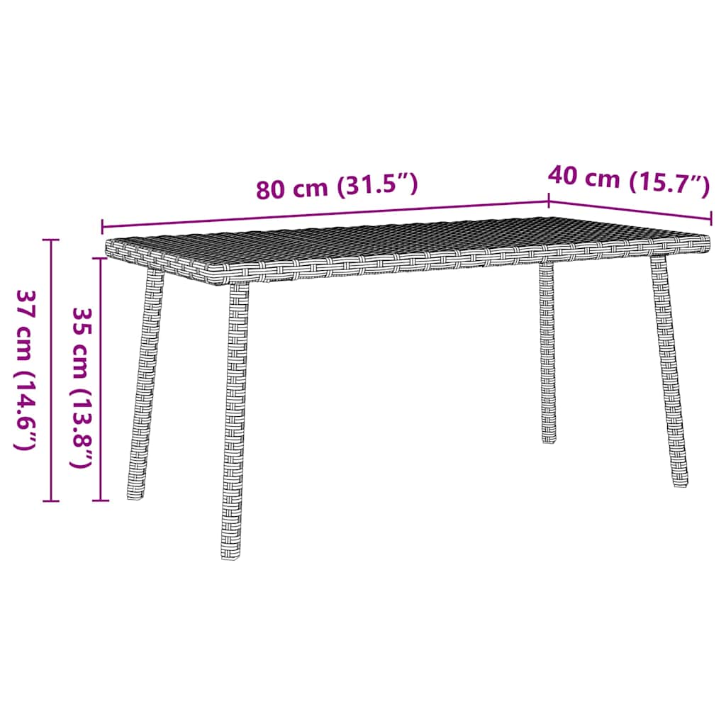 Vrtni stolić za kavu pravokutni svijetlo sivi 80x40x37 cm