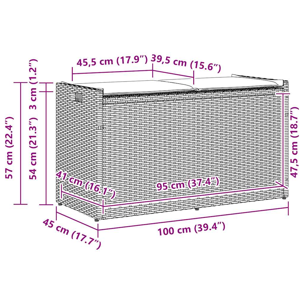 Vanjska klupa za odlaganje s crnim jastukom 100 cm