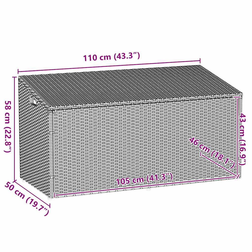 Vrtna kutija za pohranu crna 110x50x58 cm poli ratan