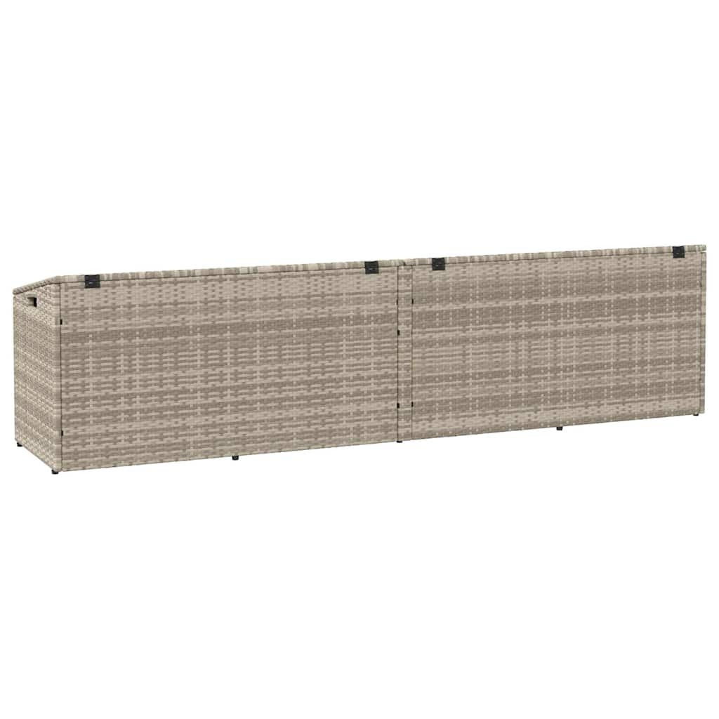 Vrtna kutija za pohranu svijetlosiva 220x50x58 cm poli ratan