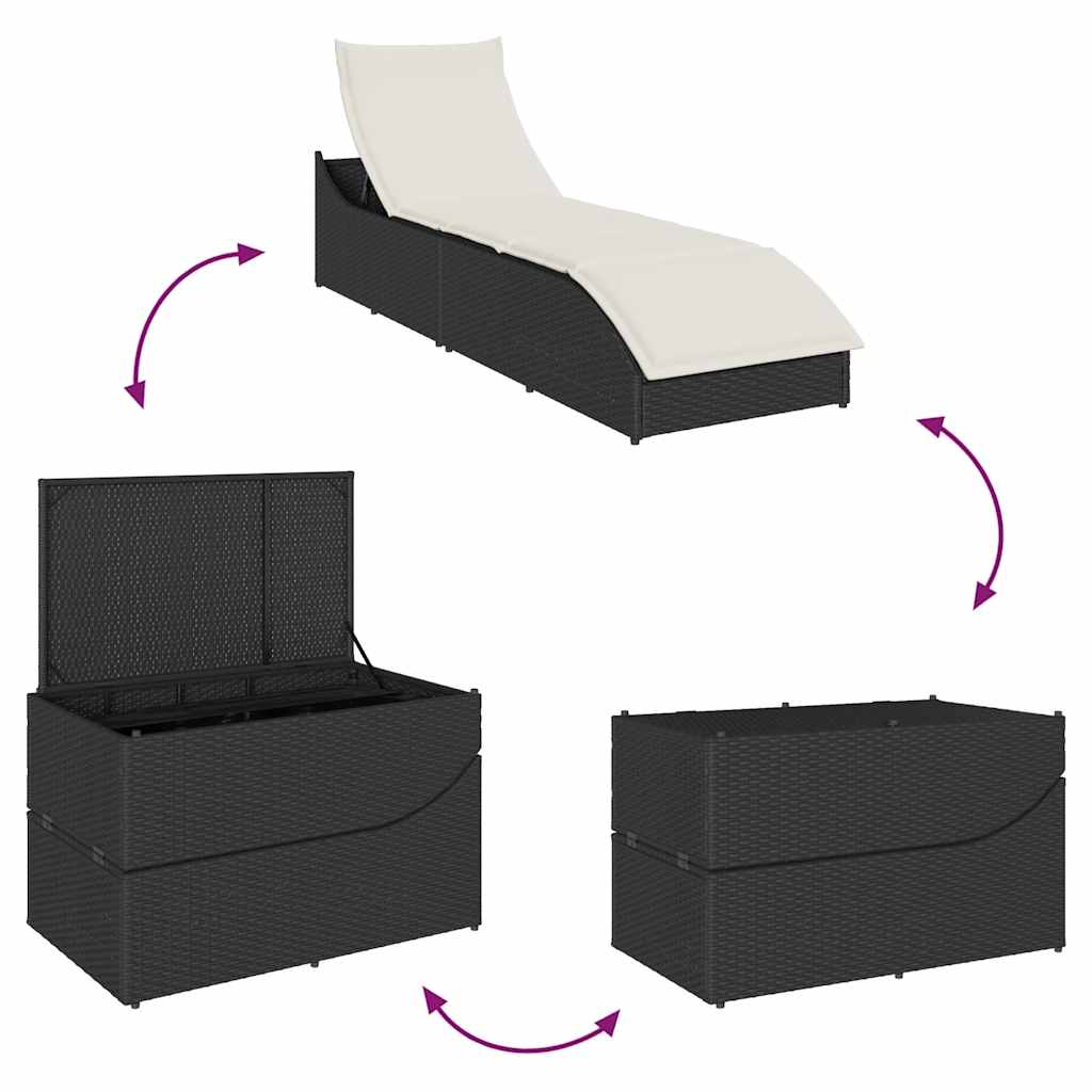 Sklopiva ležaljka za sunčanje s jastukom i prostorom odlaganje