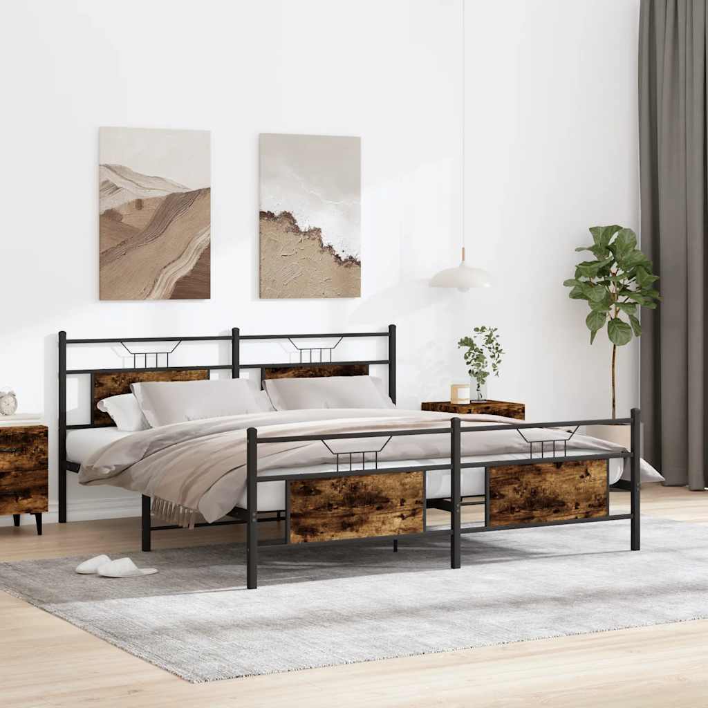 Metalni okvir kreveta bez madraca boja hrasta 183x213 cm