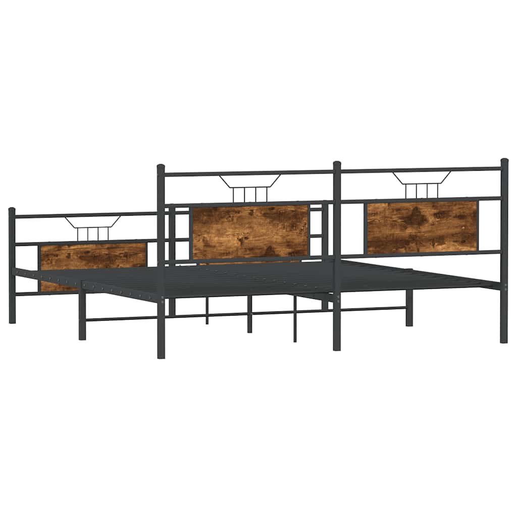 Metalni okvir kreveta bez madraca boja hrasta 183x213 cm