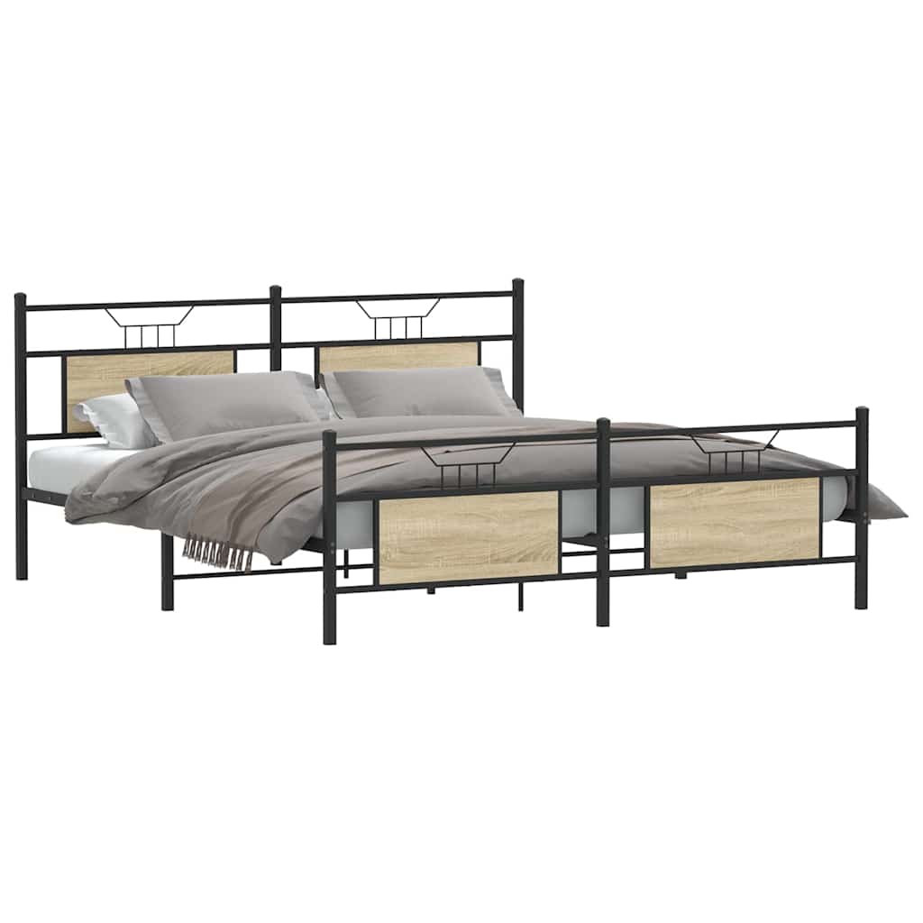 Metalni okvir kreveta bez madraca boja hrasta sonome 180x200 cm