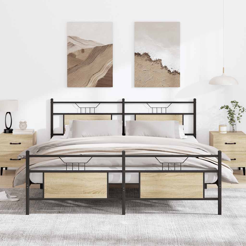Metalni okvir kreveta bez madraca boja hrasta sonome 183x213 cm