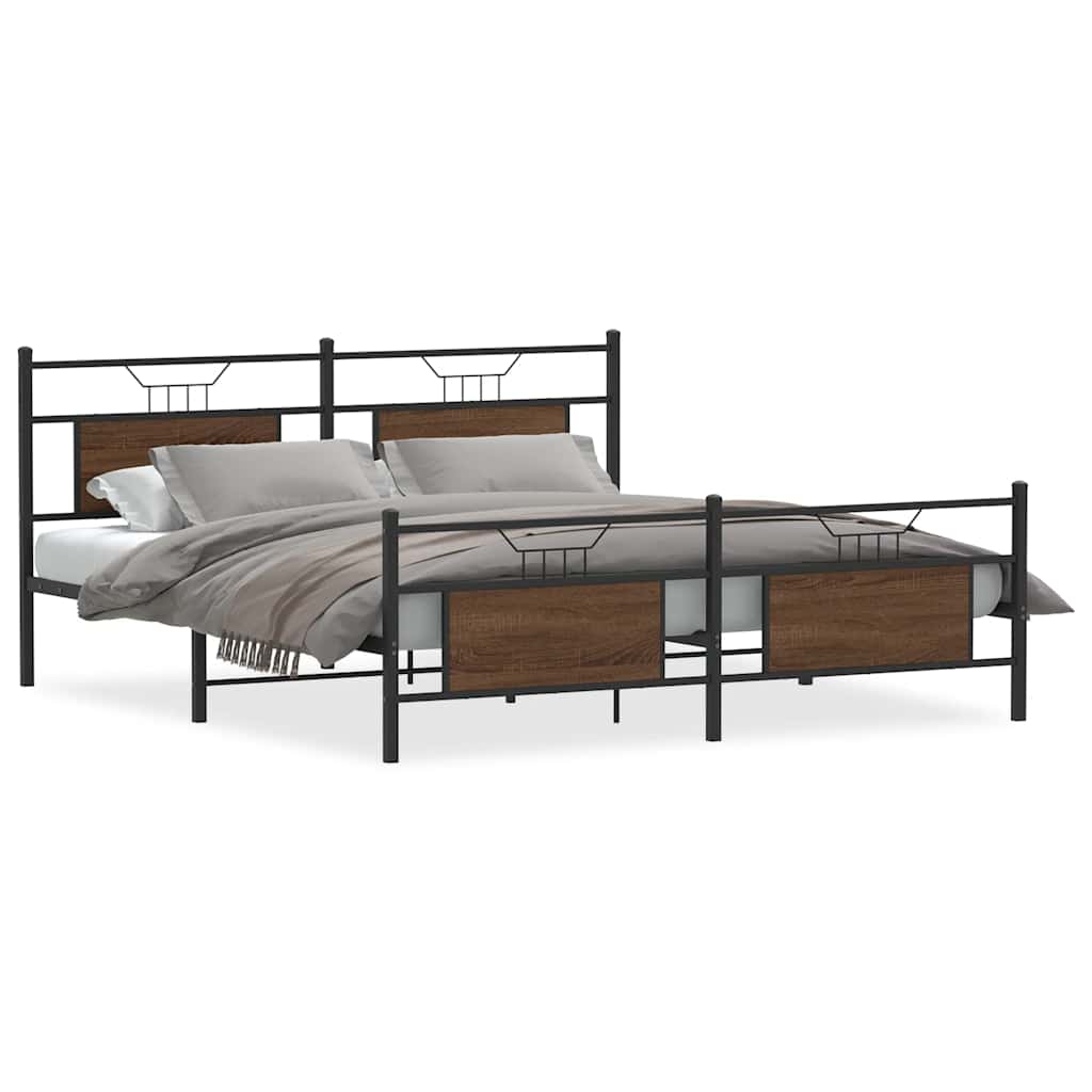 Metalni okvir kreveta bez madraca smeđa boja hrasta 160x200 cm