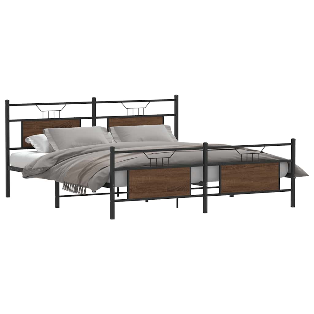 Metalni okvir kreveta bez madraca smeđa boja hrasta 160x200 cm