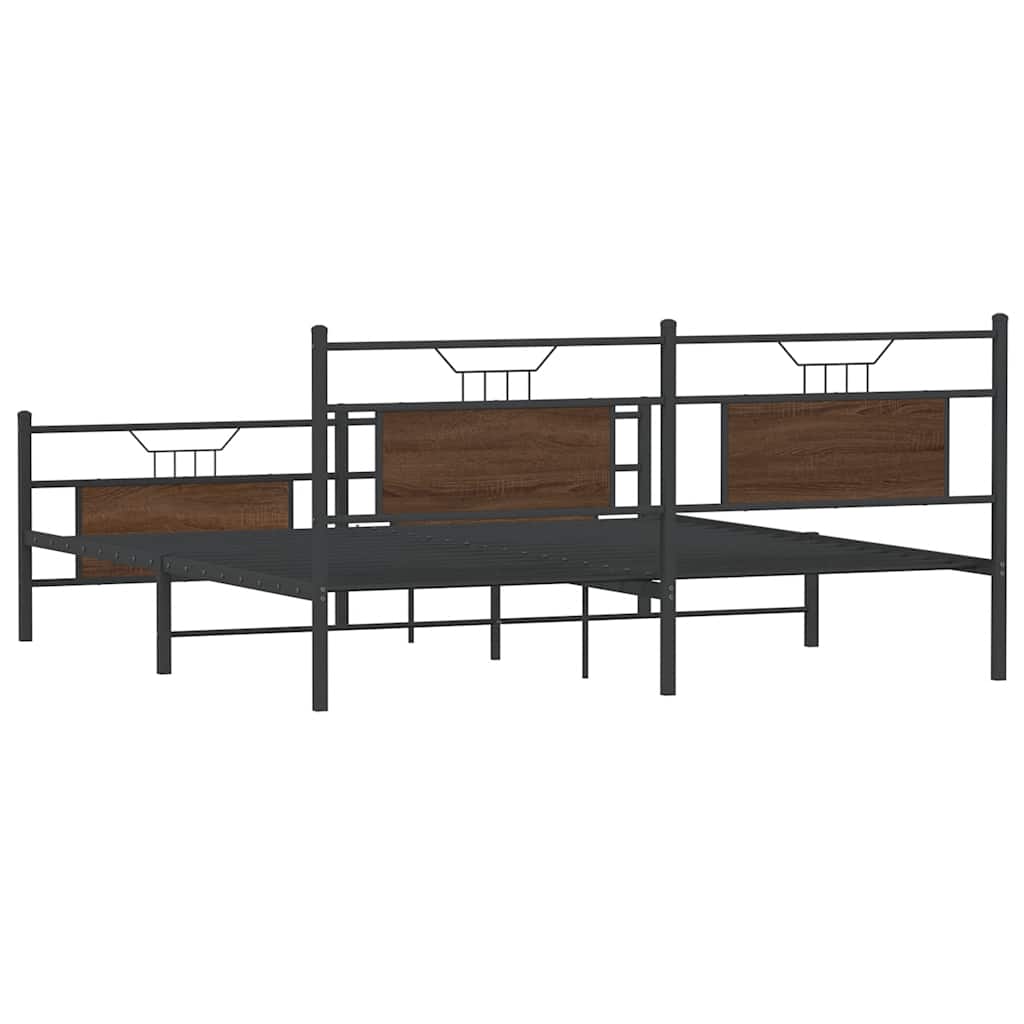 Metalni okvir kreveta bez madraca smeđa boja hrasta 183x213 cm
