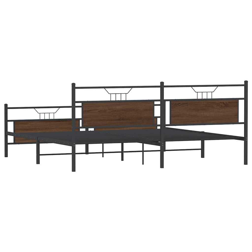 Metalni okvir kreveta bez madraca smeđa boja hrasta 200x200 cm