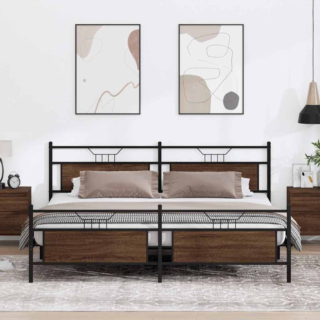 Metalni okvir kreveta bez madraca smeđa boja hrasta 200x200 cm