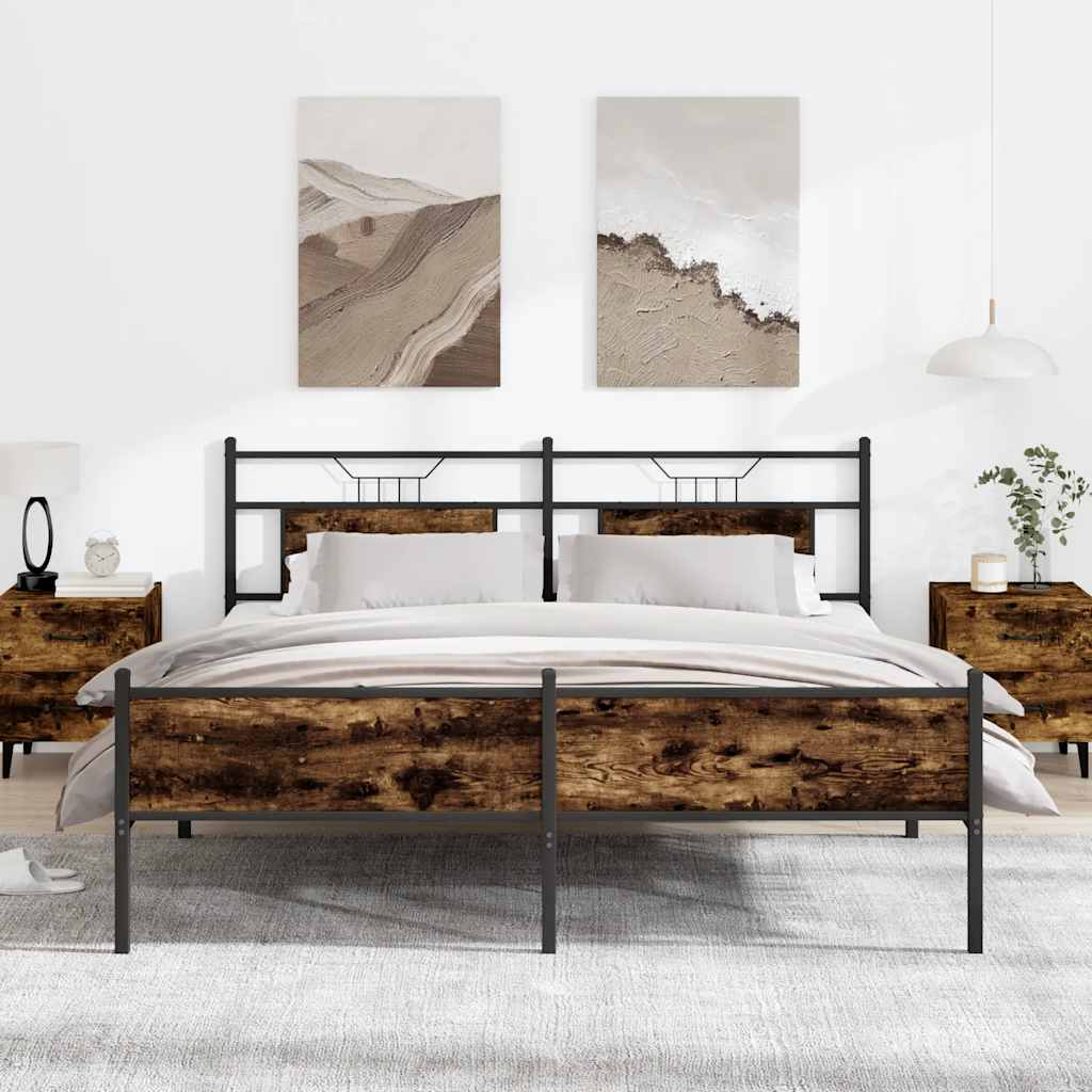 Metalni okvir kreveta bez madraca boja hrasta 180x200 cm