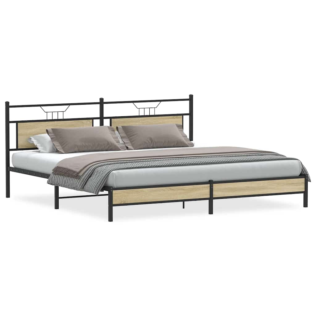 Metalni okvir kreveta bez madraca boja hrasta sonome 193x201 cm