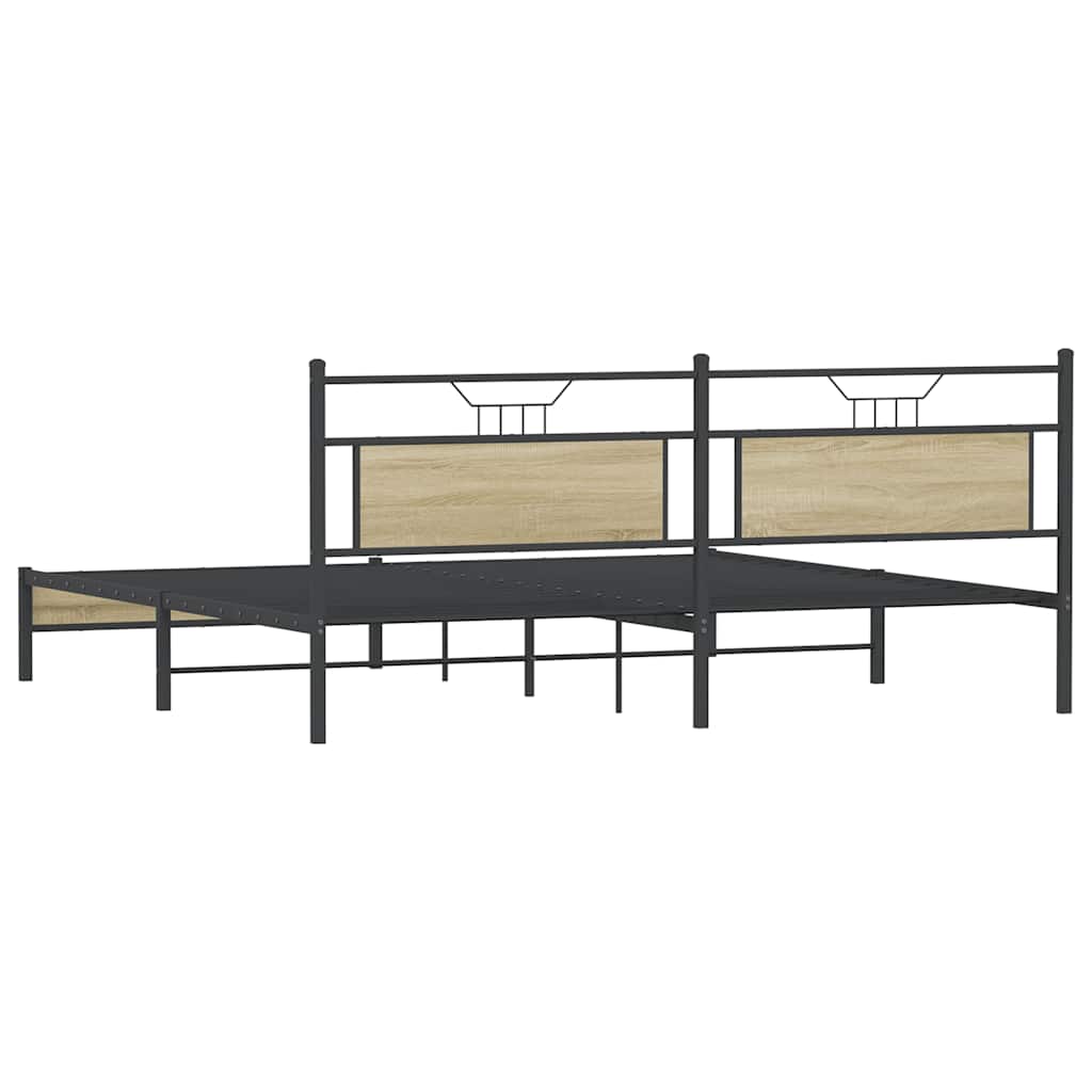 Metalni okvir kreveta bez madraca boja hrasta sonome 200x200 cm