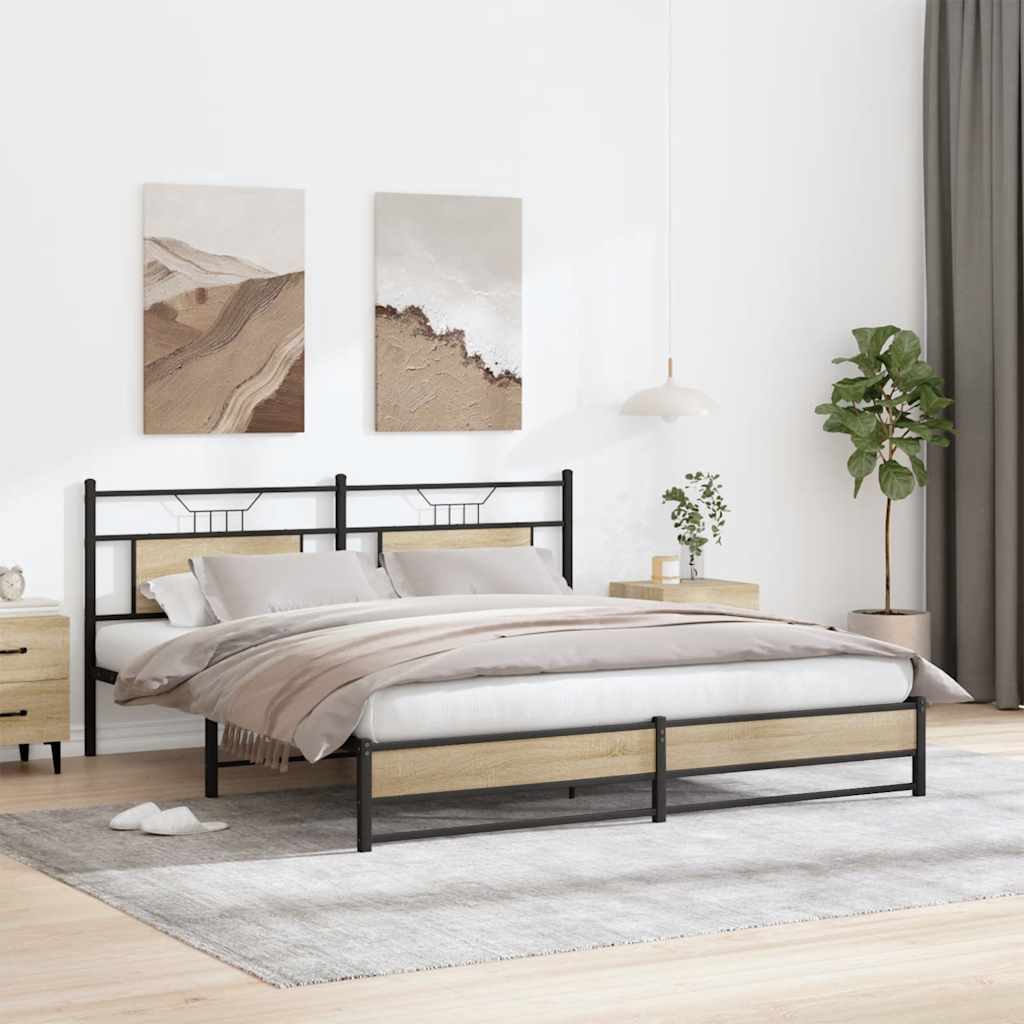 Metalni okvir kreveta bez madraca boja hrasta sonome 180x200 cm