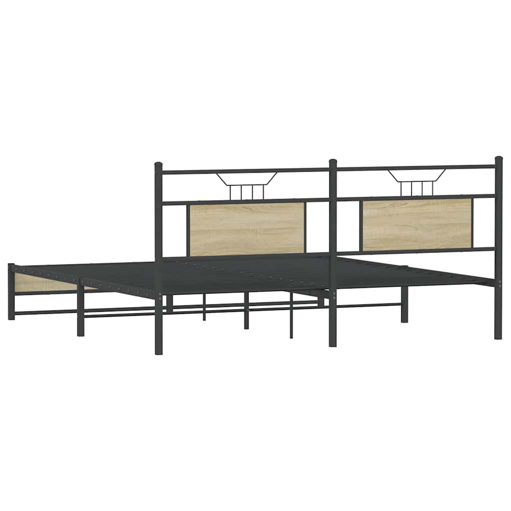 Metalni okvir kreveta bez madraca boja hrasta sonome 183x213 cm