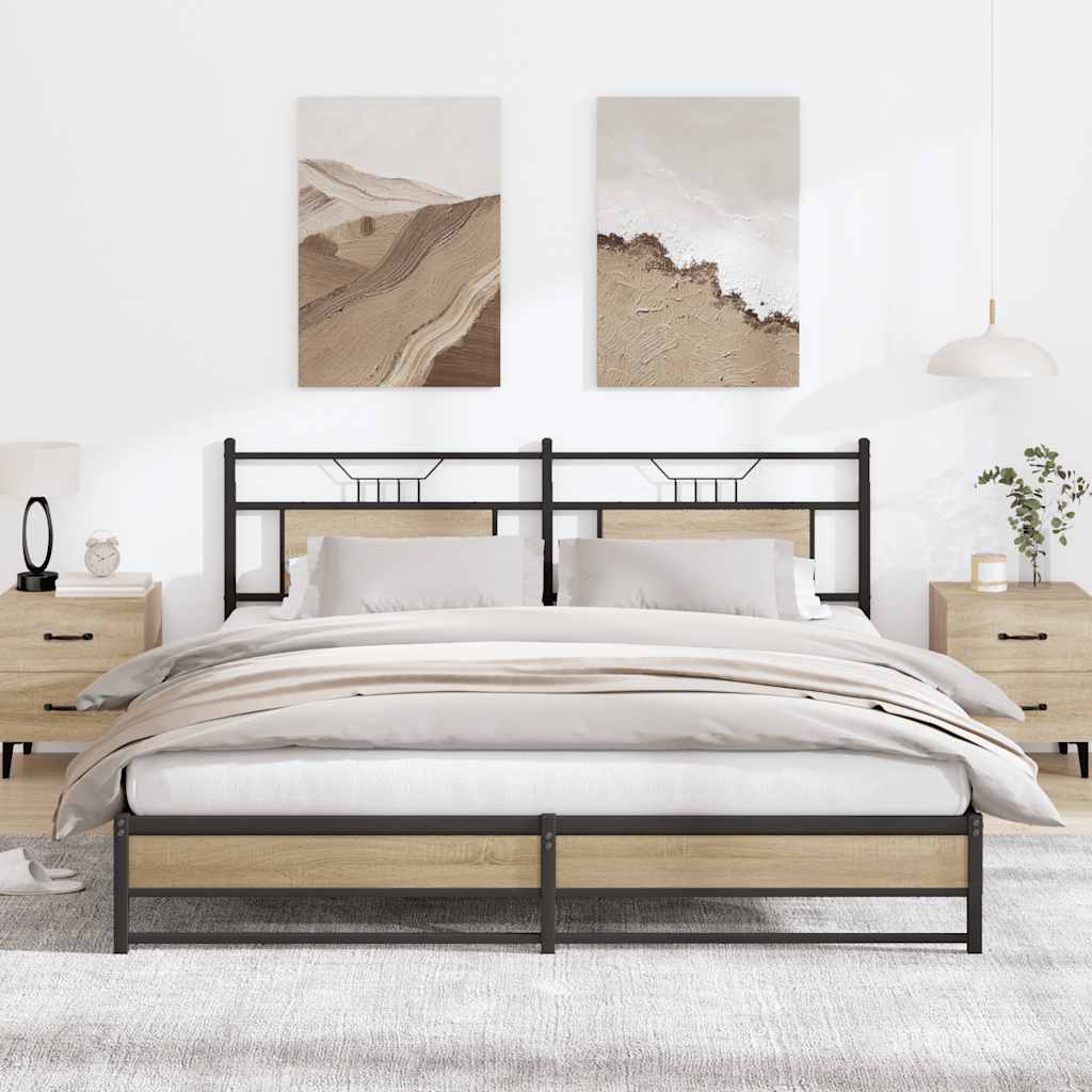 Metalni okvir kreveta bez madraca boja hrasta sonome 183x213 cm