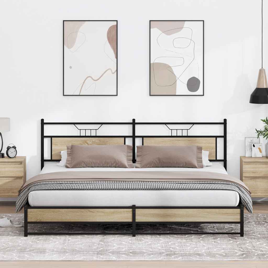 Metalni okvir kreveta bez madraca boja hrasta sonome 200x200 cm