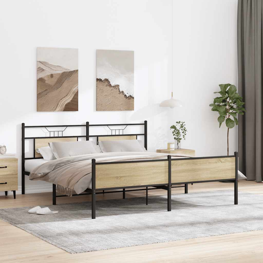 Metalni okvir kreveta bez madraca boja hrasta sonome 183x213 cm