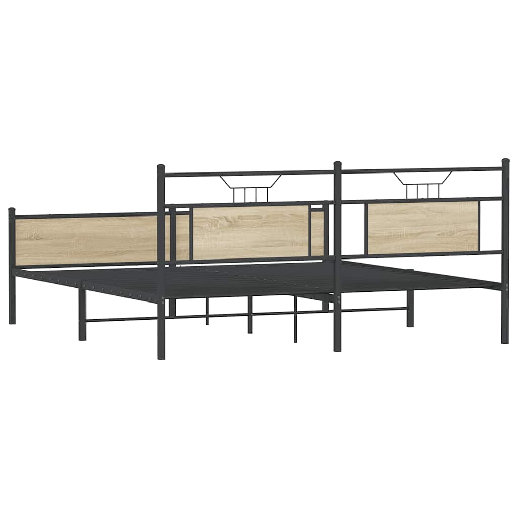 Metalni okvir kreveta bez madraca boja hrasta sonome 183x213 cm