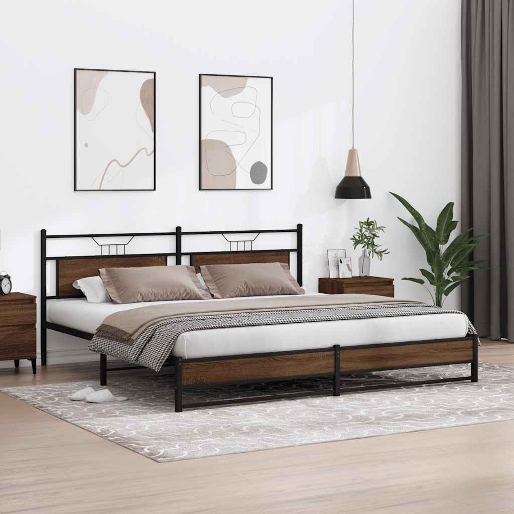 Metalni okvir kreveta bez madraca smeđa boja hrasta 200x200 cm