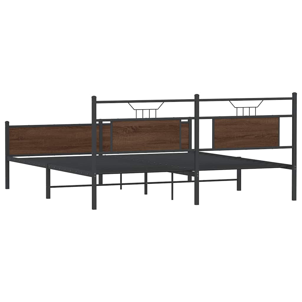 Metalni okvir kreveta bez madraca smeđa boja hrasta 160x200 cm