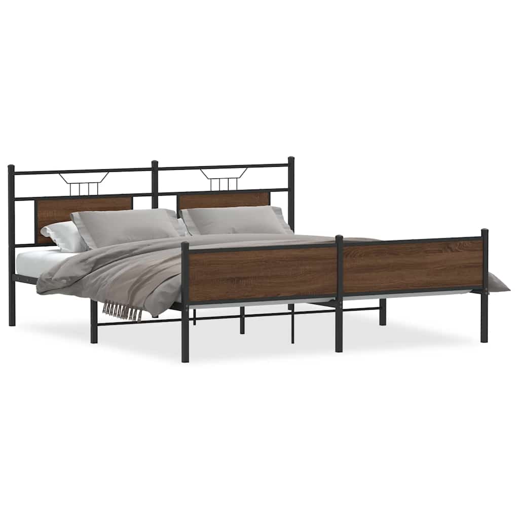 Metalni okvir kreveta bez madraca smeđa boja hrasta 180x200 cm