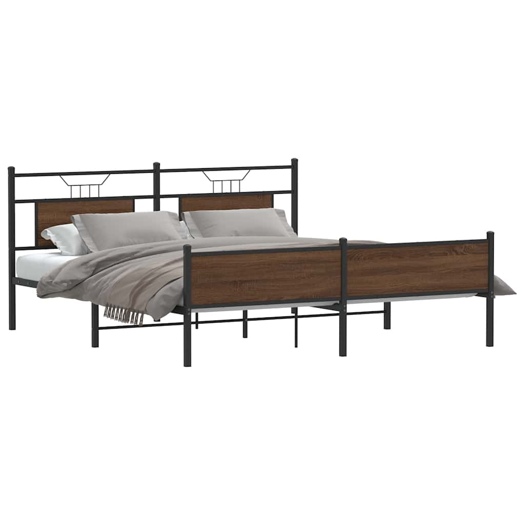 Metalni okvir kreveta bez madraca smeđa boja hrasta 180x200 cm