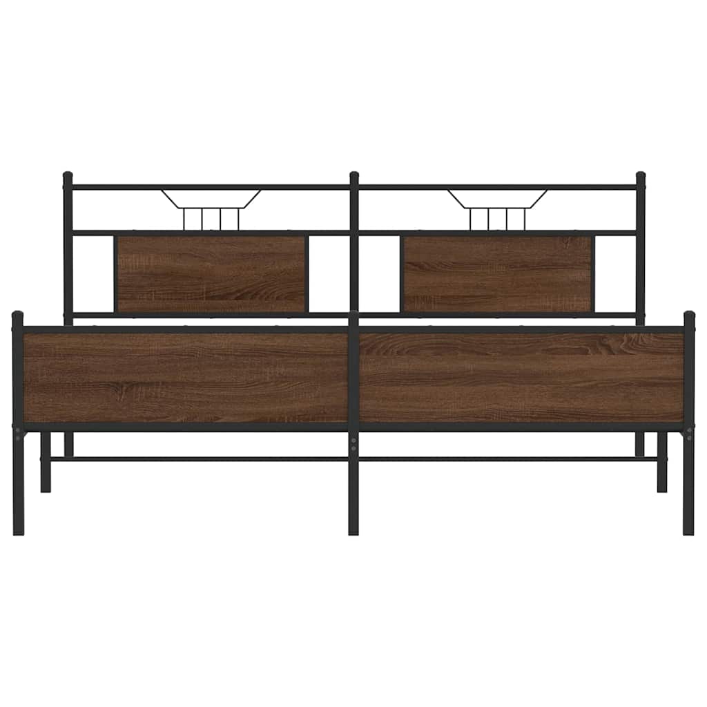 Metalni okvir kreveta bez madraca smeđa boja hrasta 180x200 cm