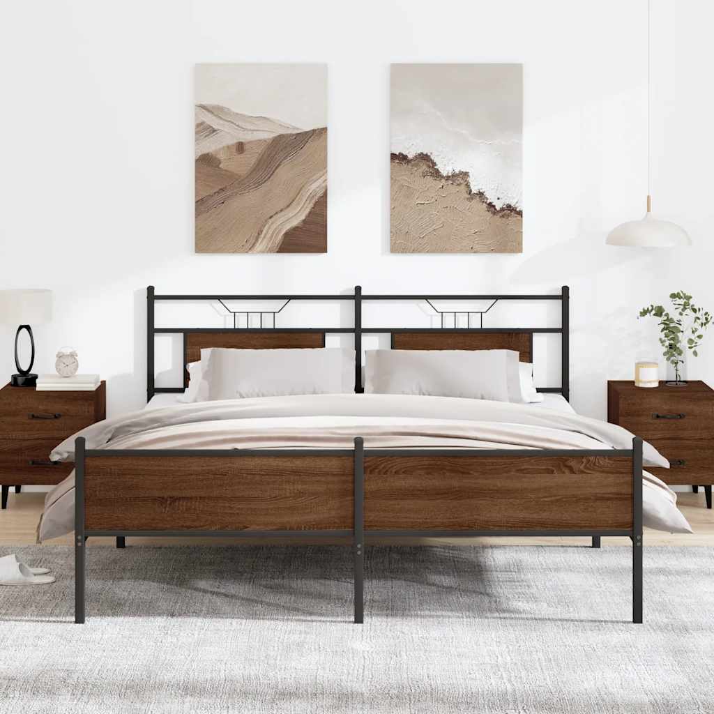 Metalni okvir kreveta bez madraca smeđa boja hrasta 180x200 cm