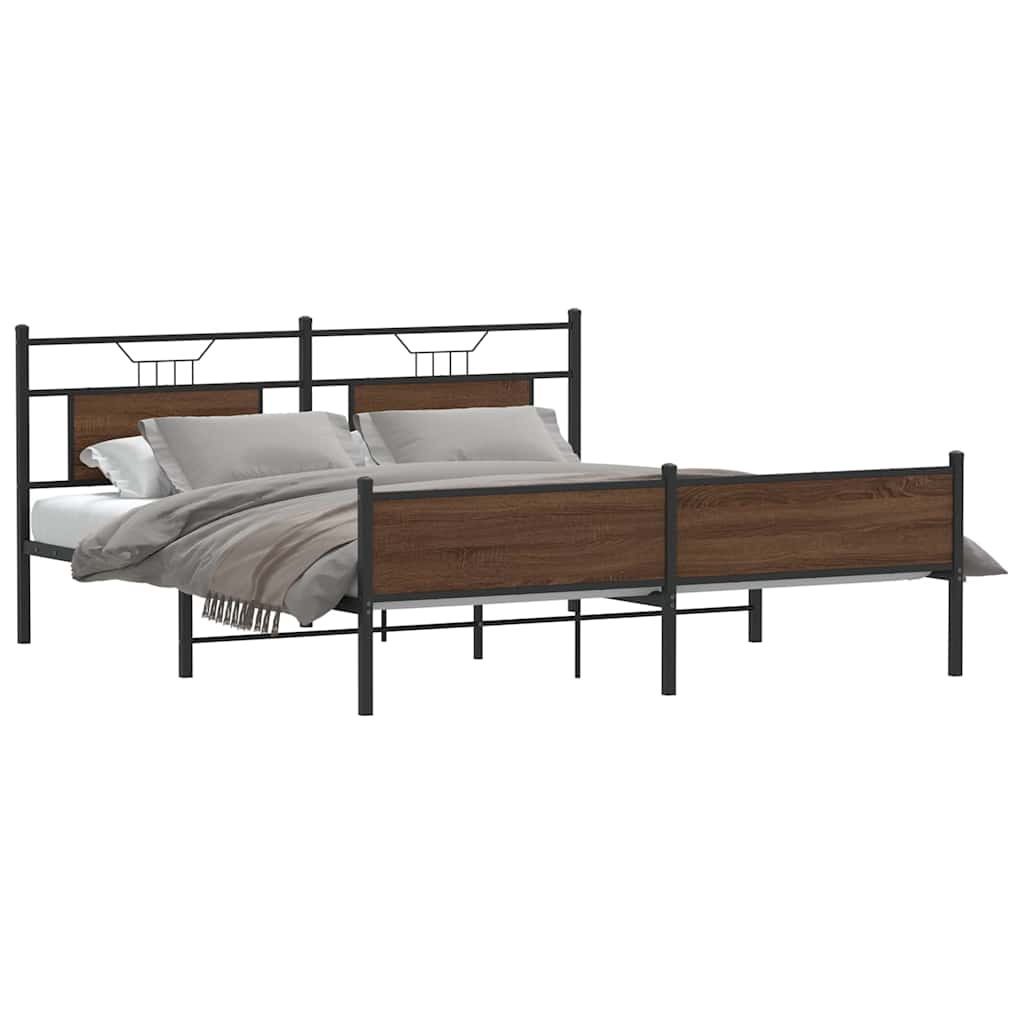 Metalni okvir kreveta bez madraca smeđa boja hrasta 183x213 cm