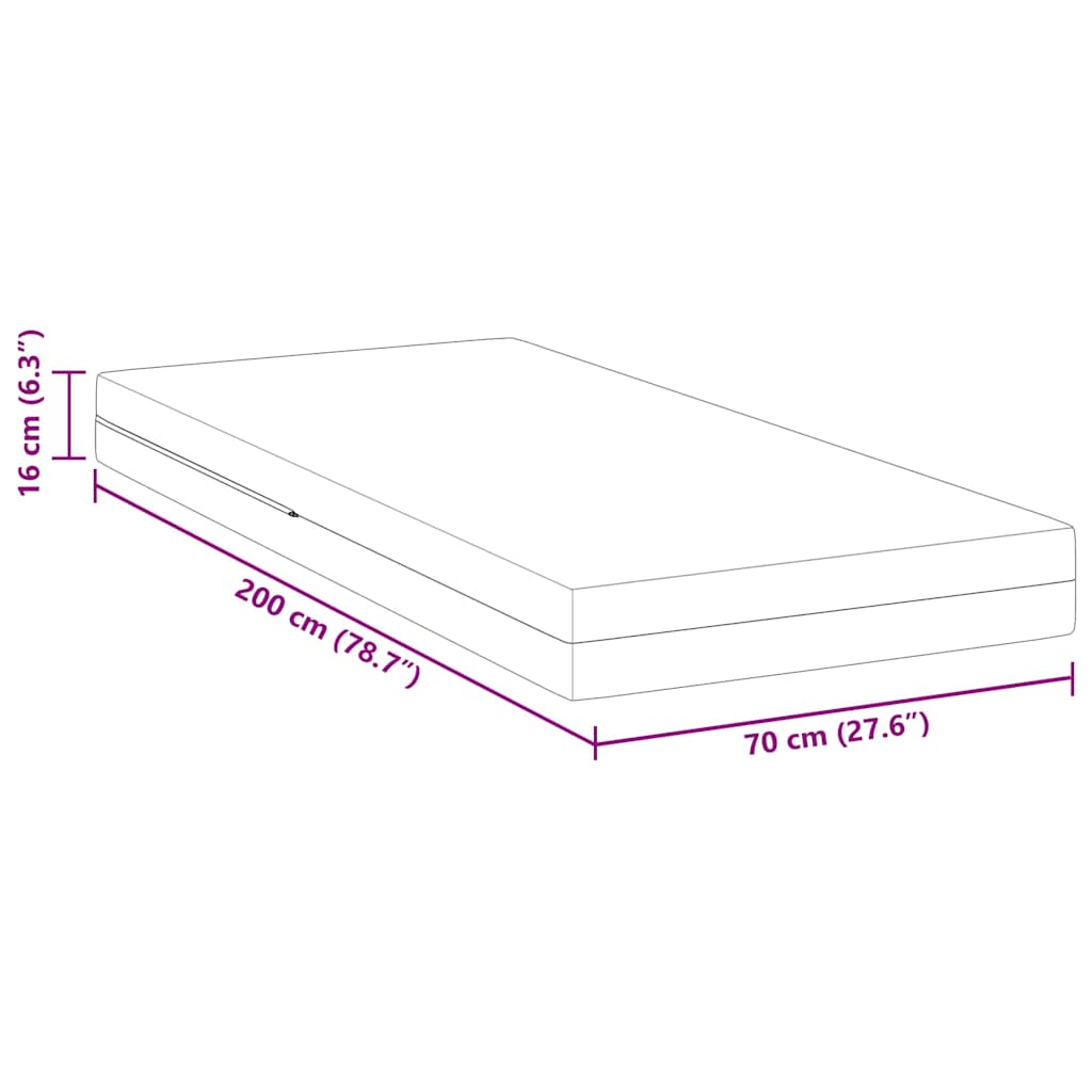 Madrac Srednje tvrdo 70 x 200 cm Bijelo