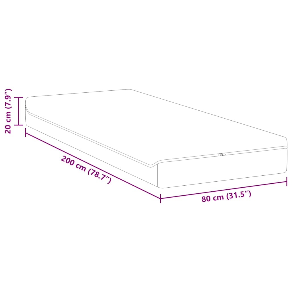 Madrac Bijela i siva 80 x 200 cm Žakar tkanina
