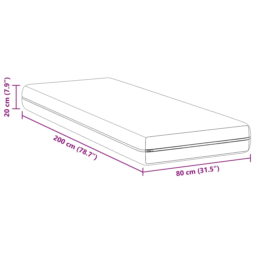Madrac Bijeli 80 x 200 cm Pocket opruga