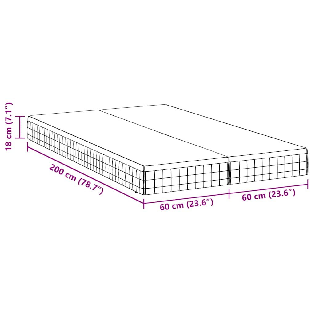 Madrac 2 pcs Bijela i siva 60 x 200 cm Bonell opruga