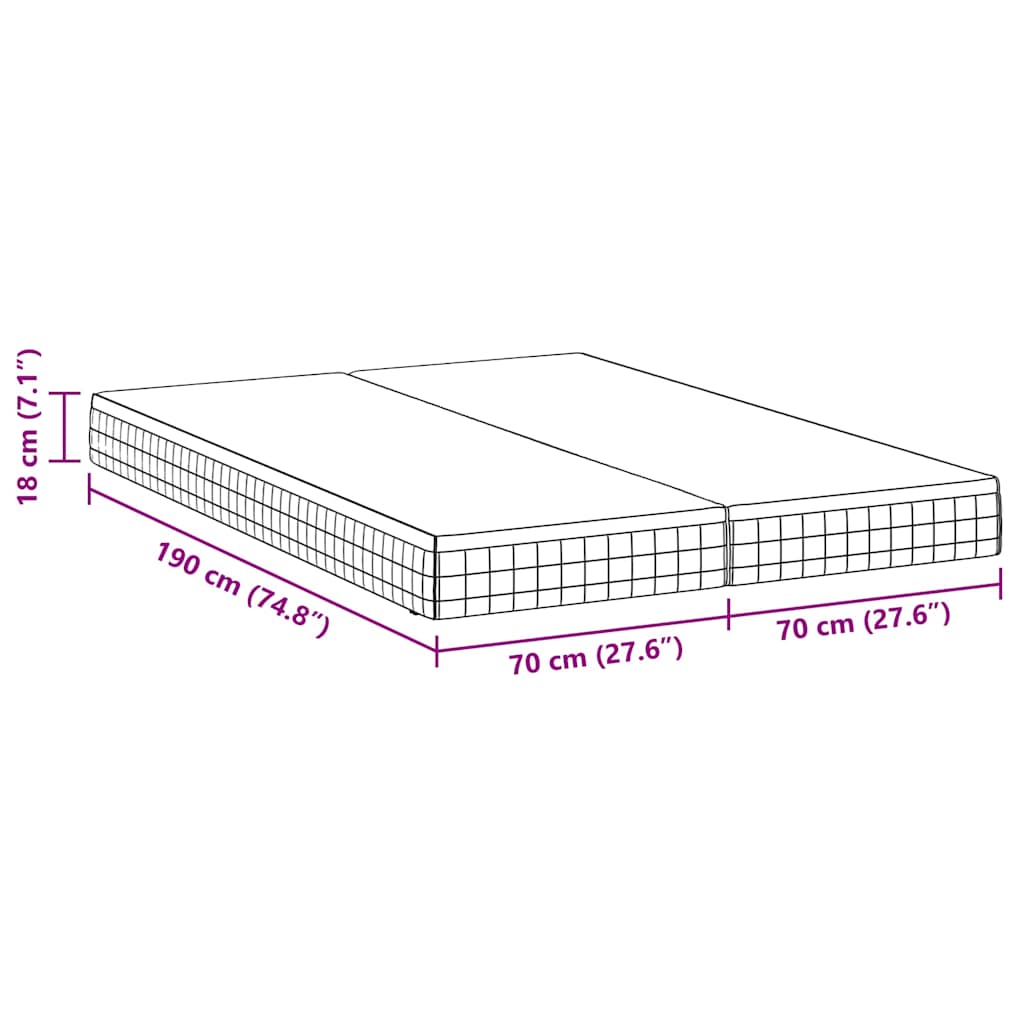 Madrac 2 pcs Bijela i siva 70 x 190 cm Bonell opruga